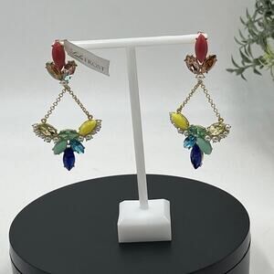 Lulu Frost Multicolor Rhinestone Chandelier 3" Vintage Style Pierced Earring New